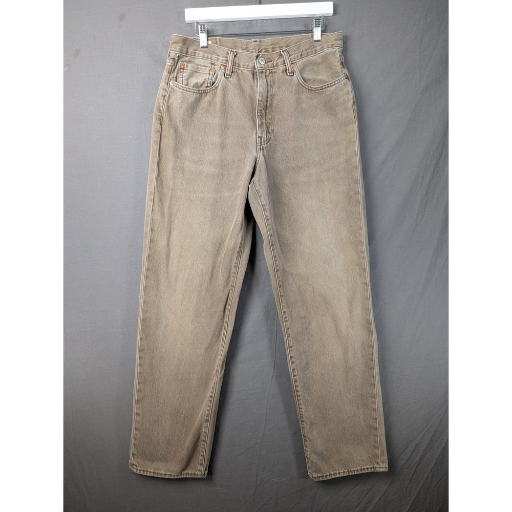 Levis 505 Regular Fit Jeans Mens 34x32 Tan Brown Straight Leg Denim Pants 5276